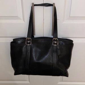 Leather Coach baby bag or office bag - zippered with pockets & changing pad